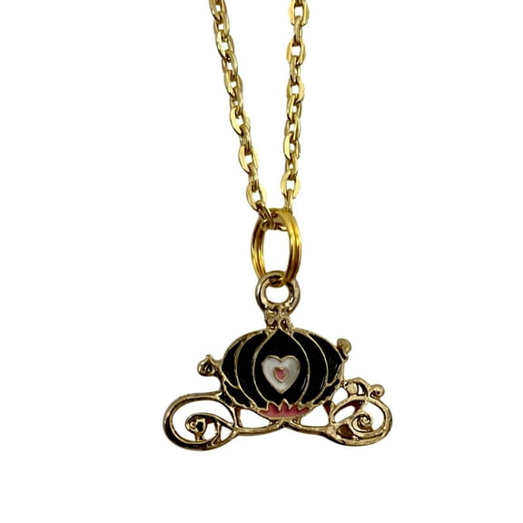 Cinderella Carriage Necklace Enamel Metal Charm Pendant