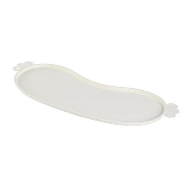 Alfombrilla para comida de mascotas, plegable, con borde elevado, lavable y antideslizante. blanco