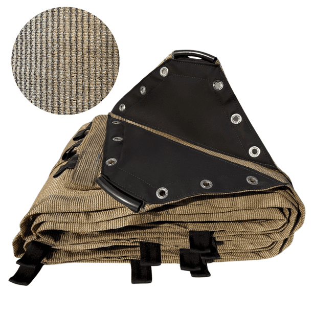 Malla Sombra 5x4 Mts Beige Reforzada 90% INMATMEX Malla Sombra Raschel Color beige Medida 4x5 90% Con vinil y refuerzos con PVC