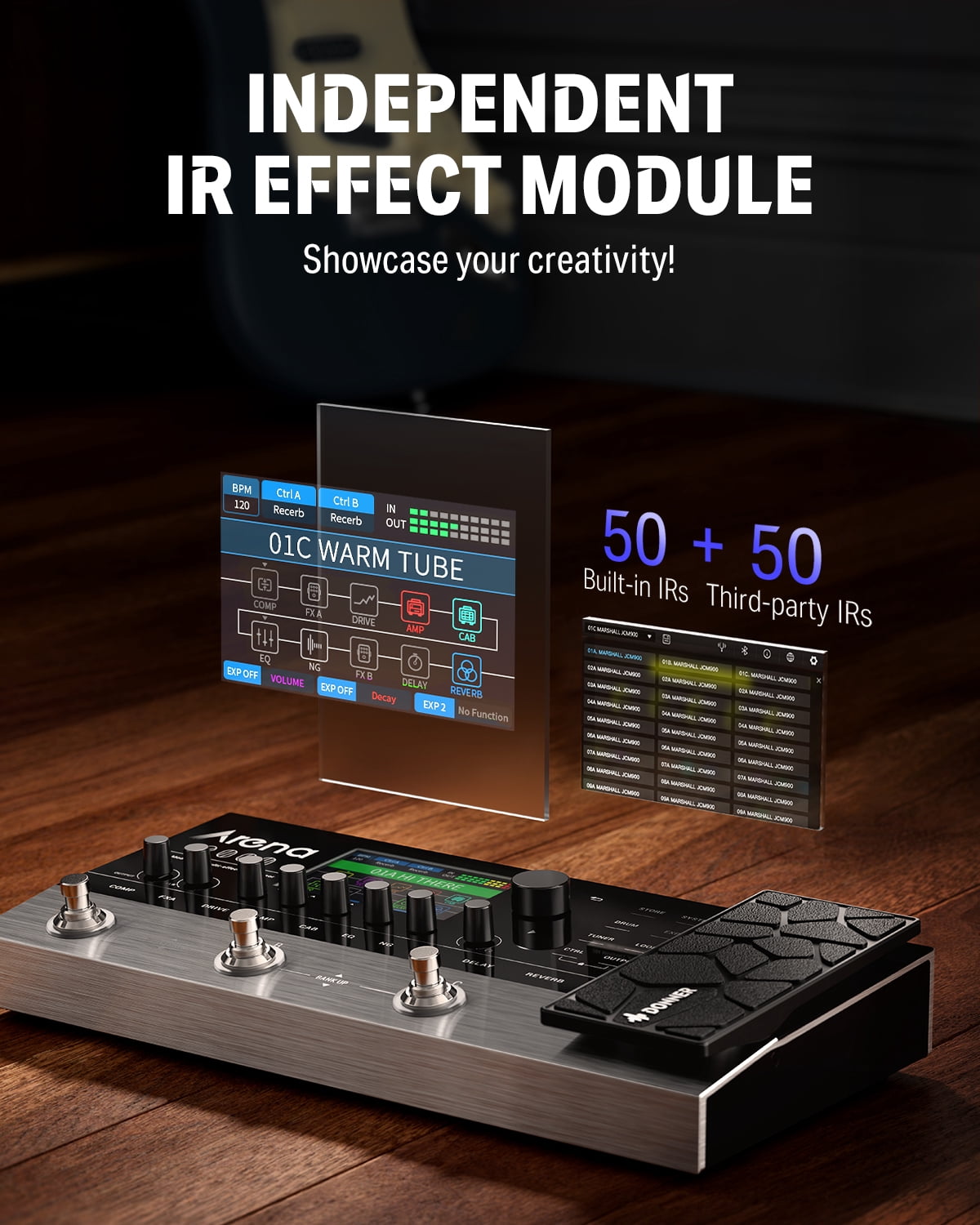 Donner Multi Effects Pedal Arena2000 Guitar Pedals with 278 Effects, 100 IRs, Looper, Drum Machine, Amp Modeling, Support XLR, Bluetooth, MIDI Support
