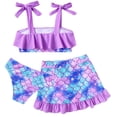 thumbnail image 3 of Lanbubble Girls Tankini Swimsuit Set 3 Piece Bathing Suits for Toddler Summer Beach Swimwear Size 3-4T, 3 of 9