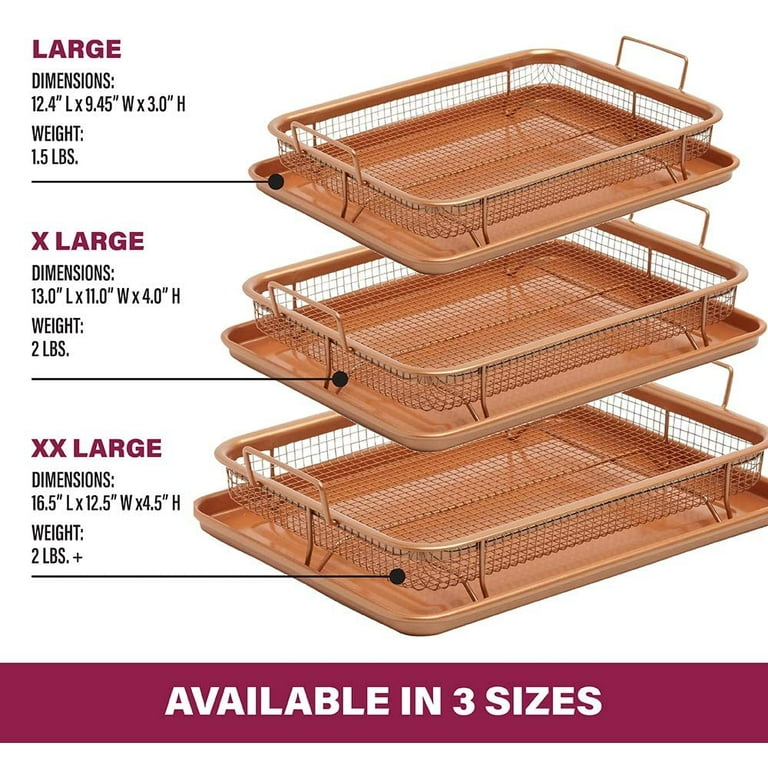 Gotham Steel Crisper Tray for Oven, Piece Nonstick Copper Crisper Tray  and Basket, Air Fry in your Oven, Great for Baking and Crispy Foods, As  Seen