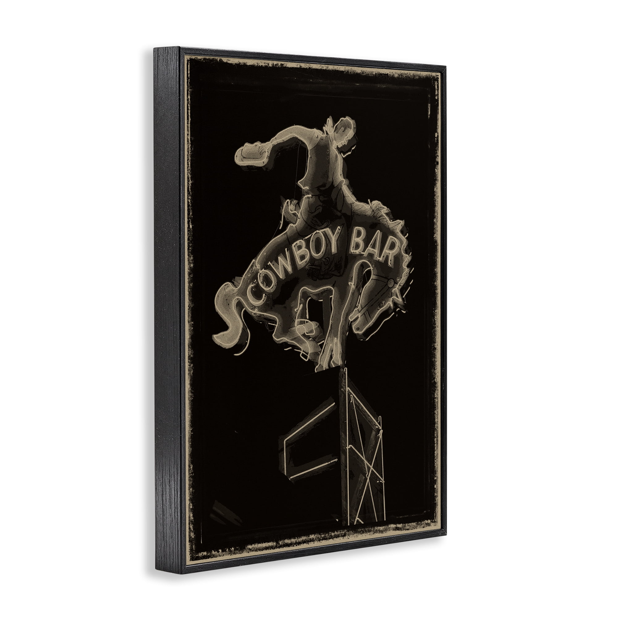 Stupell Industries Cowboy Bar on Black Black Framed Giclee Art, design by Grotto Studios