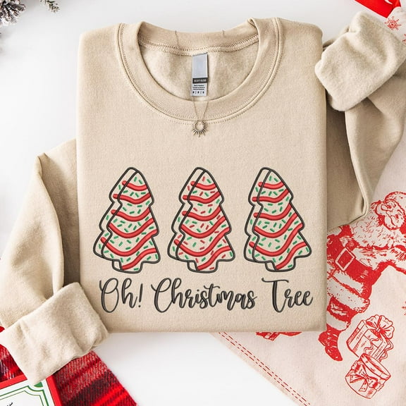 Embroidered Oh Christmas Tree Sweatshirt, Christmas Tree Cake Sweater, Xmas Cake Shirt, Funny Christmas Shirt, Xmas Holiday Shirt