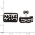 thumbnail image 3 of Titanium/Silver Two-Tone Edward Mirell Black Ti & Sterling Silver Polished Cobblestone Cufflinks Made In United States emc121, 3 of 5