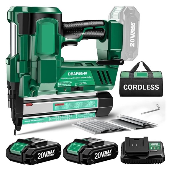 18 Gauge Nail Gun Battery Powered W/ 2 X 2.0 Battery & Charger, 2 In 1 Cordless Nailer/Electric Stapler, Adjustable