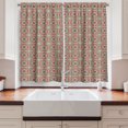 thumbnail image 2 of Ambesonne Ethnic Kitchen Curtains, Framework Wide Petals, 55"x39", Maroon Pink Almond Green, 2 of 3