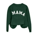thumbnail image 4 of Women's Mama Graphic Crewneck Oversized Sweatshirt - Long Sleeve Fleece Bow Print Fall Winter Tops, 4 of 5