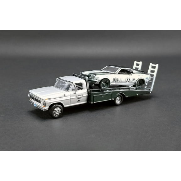 1969 Ford F-350 Ramp Truck and Mustang Trans Am, #33 - Greenlight 51271 - 1/64 scale Diecast Model Toy Car