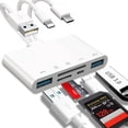 thumbnail image 1 of Lector de tarjetas de memoria 5 en 1, adaptador USB OTG y lector de tarjetas SD, dispositivos USB C y USB A con ranuras para tarjetas SD y SD, 1 of 5