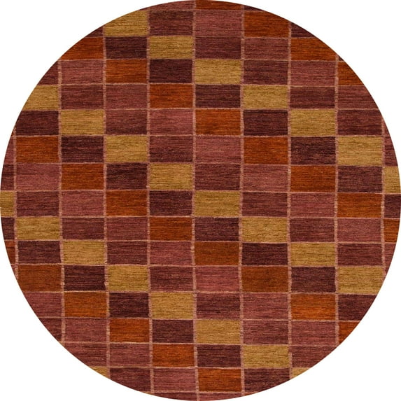 Ahgly Company Indoor Round Abstract Red Checkered Area Rugs, 4' Round
