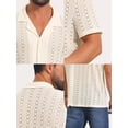 thumbnail image 7 of DARING DIVA Men's Hawaiian Camp Collar Button Down Short Sleeve Textured Shirts M Beige, 7 of 7