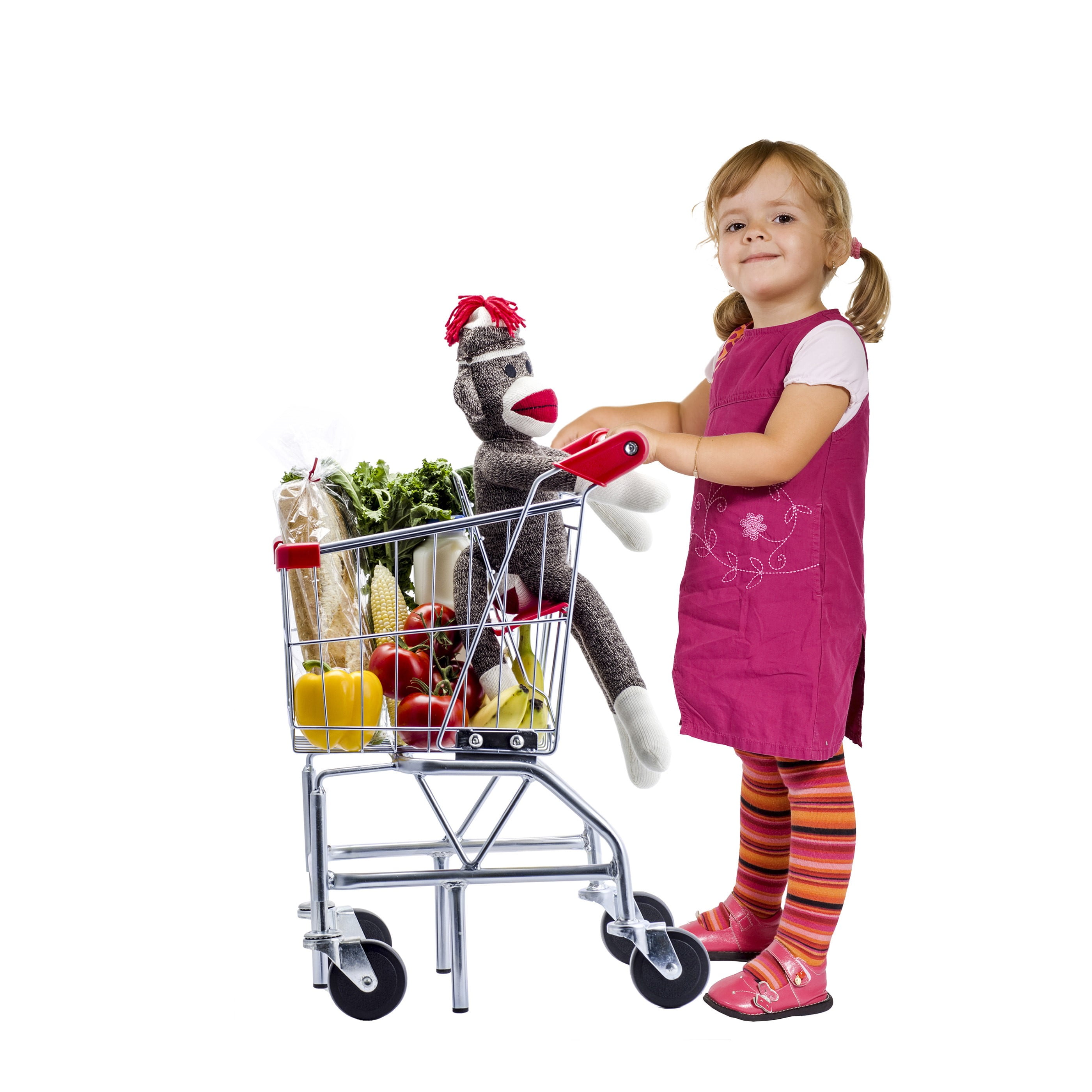 toy shopping cart with baby seat