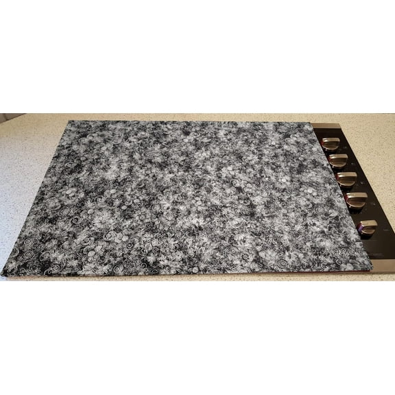 Floral Garden Stove Top / Cook Top Cover & Protector by Penny's Needful Things (Black & Gray)