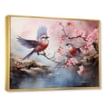 thumbnail image 2 of Designart "Flight of Cherry Blossoms and Bird in Japan II" Animals Framed Wall Art - Farmhouse Pink Bird Floral Entryway Framed Wall Art, 2 of 6