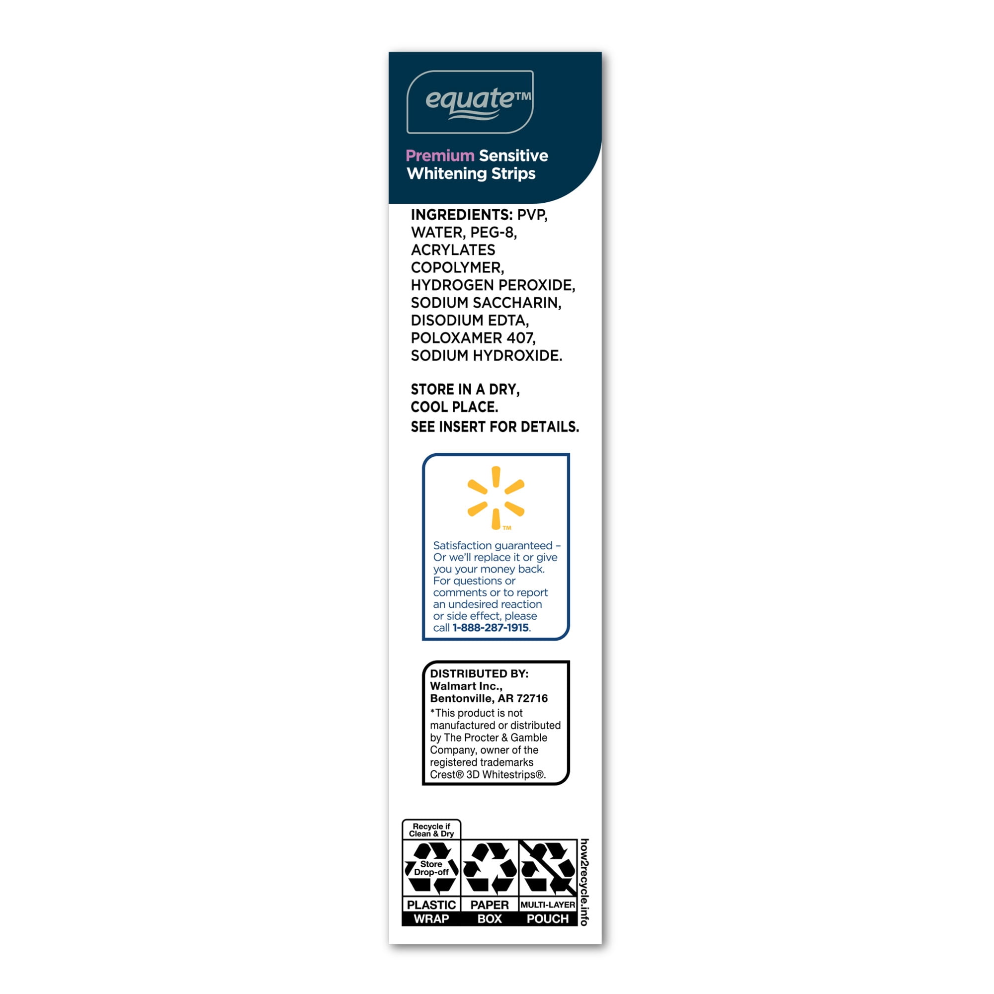 Equate 14-Day Premium Sensitive Teeth Whitening Strips, 28 Count