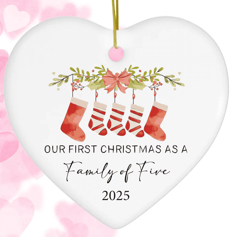 Christmas Ornaments Baby First Christmas Ornaments 2025 Girls Boys Personalized Our First Xmas As A Family of Five Ornament New Parents Gifts for Couples,Mom,Dad,Newborn Xmas Tree Decorations