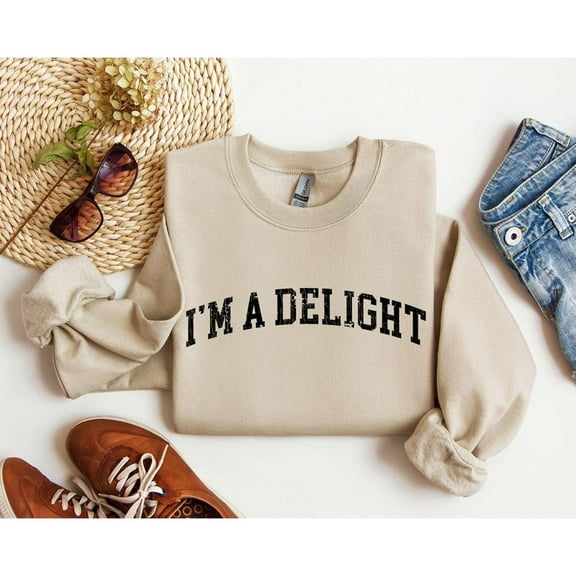 I'm A Delight Funny Sweatshirt, Sarcastic College Sweatshirt