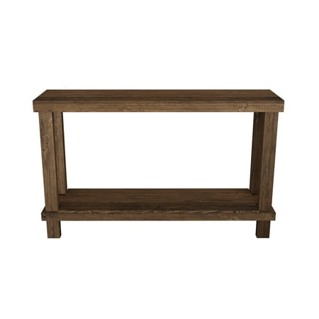 Woven Paths Large Rustic Luxe Wooden Living Room Sofa Table, Dark Walnut