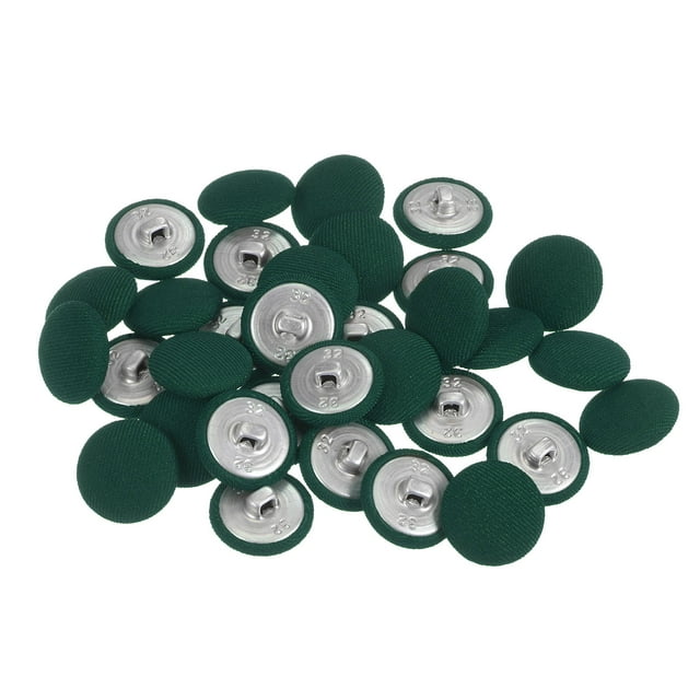 50uds 32L Tela Paño Cubierto Botón 20mm Redondo Metal Vástago Costura Botones para Trajes Vestido Blusas, Militar Verde