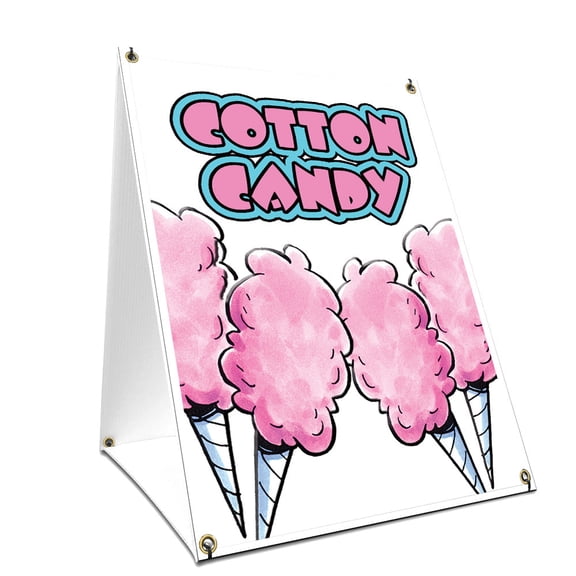 A-frame Sidewalk Cotton Candy Sign With Graphics On Each Side | 24" X 36" Print Size