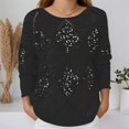 thumbnail image 2 of CAIXIA Sequins Tops for Women Argyle Sweater Fall Winter Knit Shirts Crewneck Long Sleeve Loose Pullover Top Party Clubwear, 2 of 5