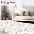 thumbnail image 2 of ODIKA 8x10 Machine Washable Non-Slip Area Rug, Vintage Inspired Scrollwork with Swirling Leaves and Subtle Blossom Accents High Traffic Rug with Pad, Brown, 552932, 2 of 8
