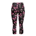 thumbnail image 5 of SCRAWLGOD Halloween Bow Skull Stars Black Women's Soft Capri Leggings with Pockets High Waist Tummy Control Crop 3/4 Leggings Slim Breathable Stretch Athletic Cropped Tights, XL, 5 of 7