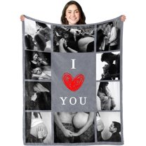 Personalized I Love You Photo Blankets for Mom Gifts from Daughter Son Custom Mothers Day Blankets with Photos Collage for Mom Blankets with Picture Customized Blankets for Mom Birthday-4 Sizes