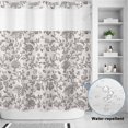 thumbnail image 2 of No Hook Shower Curtain, Farmhouse Grey Shower Curtains for Bathroom with See Through Top Window, Vintage Flower Leaf Botanical Plant Waterproof & Washable Bath Curtain Standard 72"x72", 2 of 9