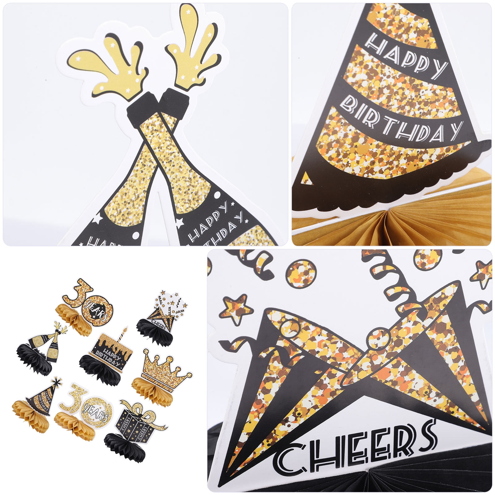 8 Pcs Banner Birthday Decorations 30 Years Old Honeycomb Paper Celebration  Man - Walmart.com, image size:1600x1600