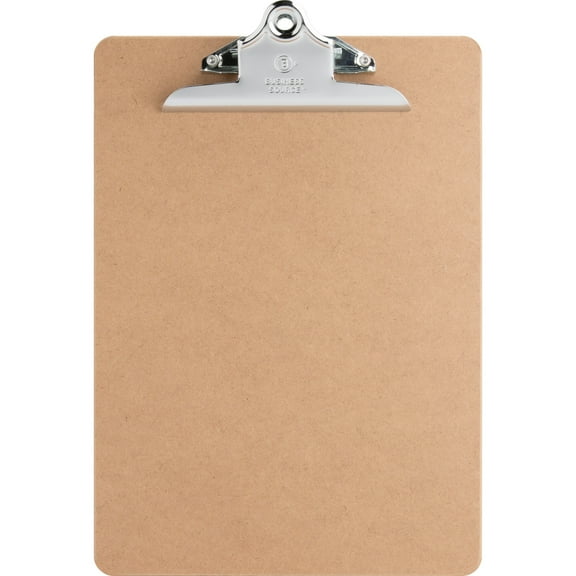 Business Source Hardboard Clipboard 9" x 12 1/2" - Hardboard - Brown - 1 Each