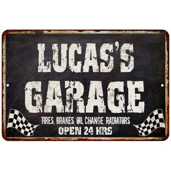 LUCAS'S Garage Black Grunge Sign 8x12 Decor Gift 208120005202