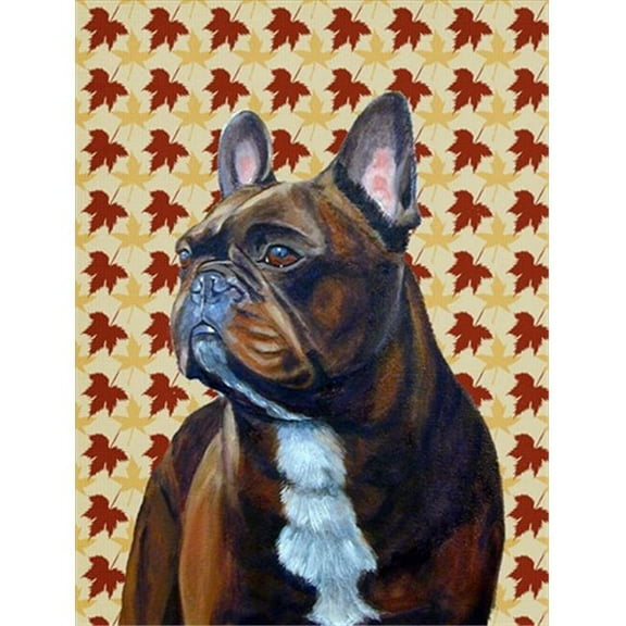 11 x 15 In. French Bulldog Fall Leaves Portrait Flag, Garden Size