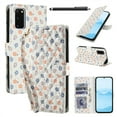 thumbnail image 1 of Wallet Case for Samsung Galaxy S20 , PU Leather Phone Cover Kickstand RFID Blocking Flip Case Card Slots Wrist Strap Relief Engraved Pattern Magnetic With Stylus Pen, Colorful Flower, 1 of 10