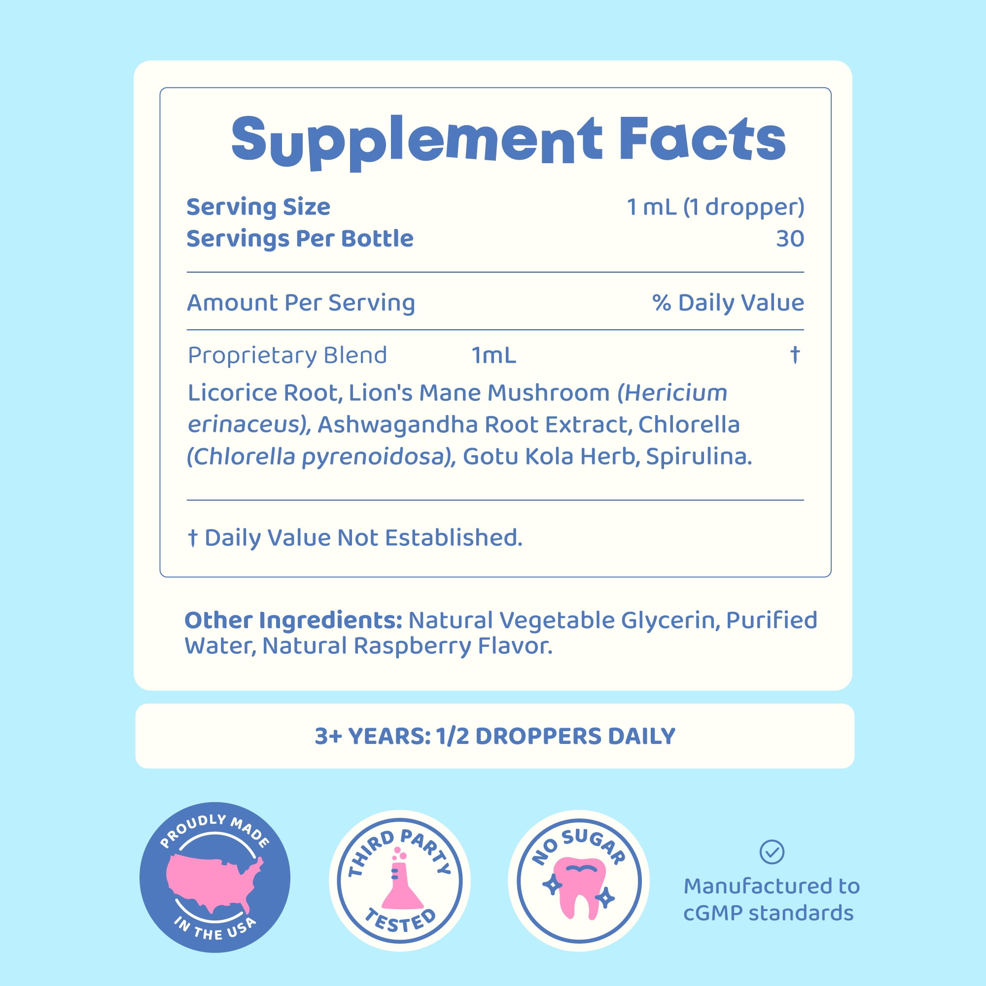 JoySpring LingoLeap Kids Lion's Mane Drops, Raspberry, 30 Servings