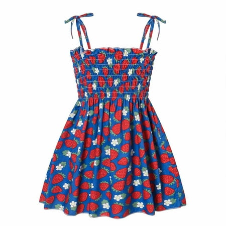 

Leutsin Summer Baby Girls Sleeveless Suspender Dress Strawberry Floral Children s Clothing