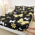 thumbnail image 3 of Feelyou Boho Gold Butterfly Queen Sheet Sets for Teen, Cartoon Cherry Blosoms Flat Sheet, Tribal Mandala Style Queen Fitted Sheet, Ultra Soft Bedroom Decor, 4pcs, 3 of 7