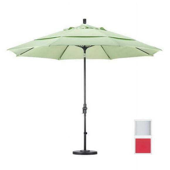 California Umbrella GSCUF118170-5403-DWV 11 ft. Fiberglass Market Umbrella Collar Tilt Double Vents - Matted White - Sunbrella - Jockey Red