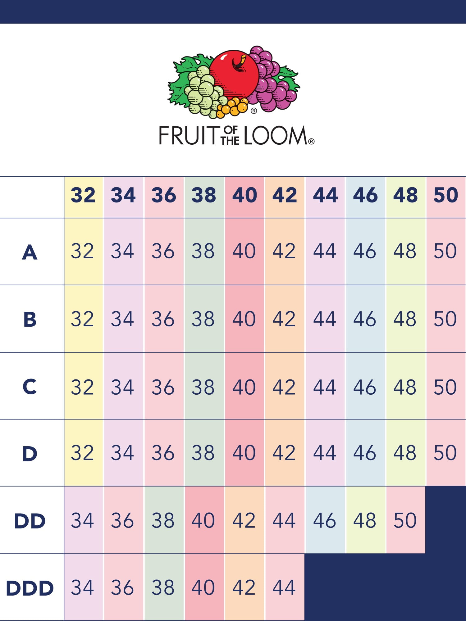 fruit of the loom sports bra size chart - Part.tscoreks.org