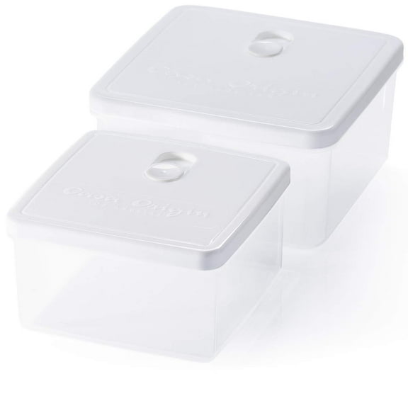 Casa Origin Microwavable Food Containers with Lid, 2 Pieces - Square (White)