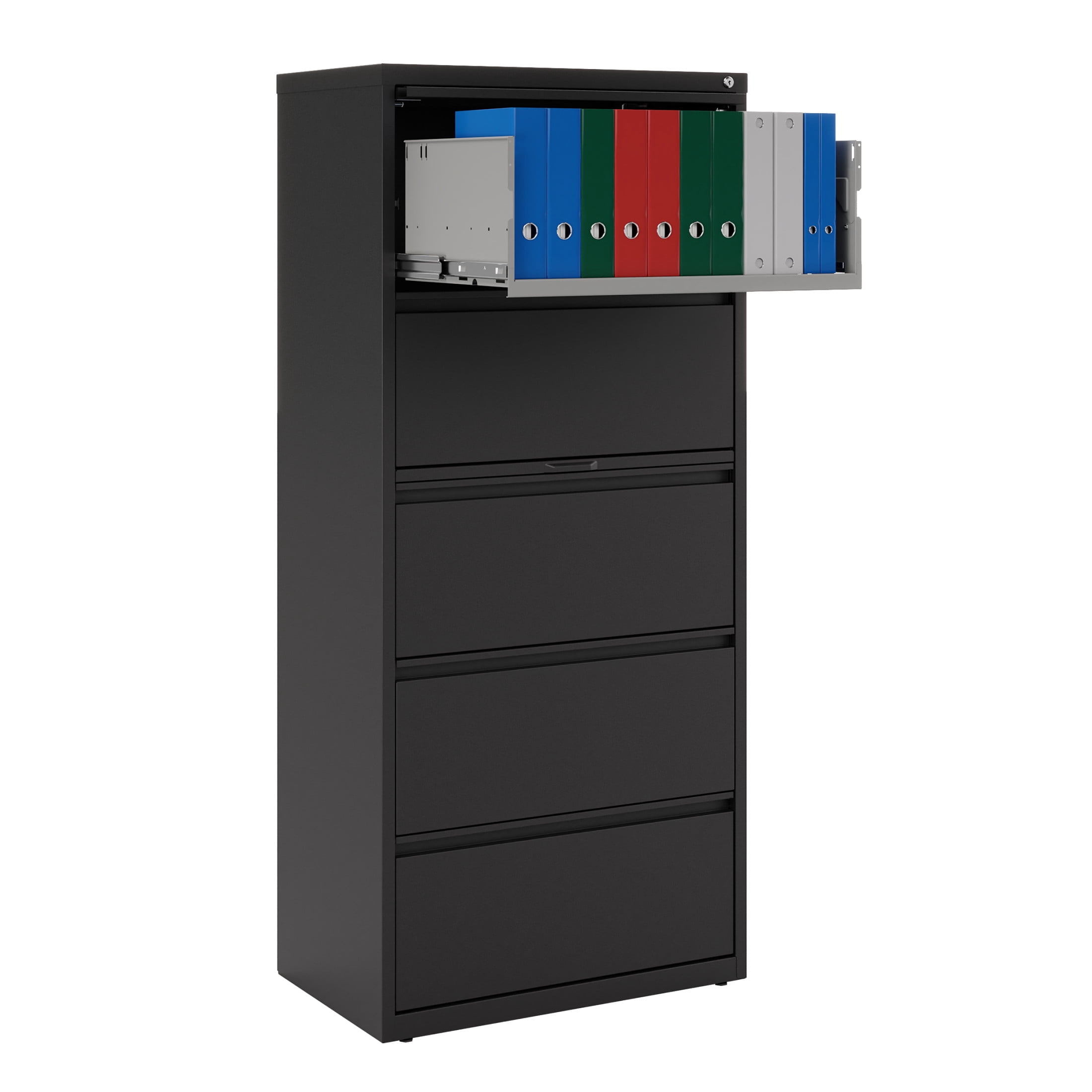 Hirsh 30 inch Wide 5 Drawer Metal Lateral File Cabinet for Home and Office, Holds Letter, Legal and A4 Hanging Folders, Black