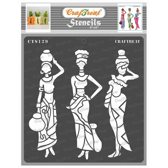 CrafTreat Pose with Pot 2 Tribal Stencil for Painting and Crafting - 6"x6"