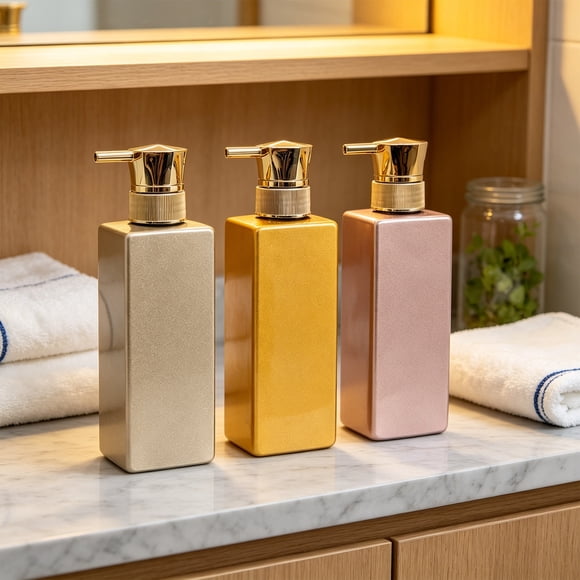 Kadlawus 3Pcs 300ml Soap Dispenser for Bathroom, Plastic Hand Wash Dispenser Bottle, Refillable Liquid Dispenser for Shower Gel, Hand Soap, Lotion