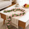 thumbnail image 2 of Artificial Vine Flower Garland, for Conditioner Pipe Wrapping, Indoor Wall & Window Display Decoration, Realistic Bloom Flowers, Green Vine, 1 Bloom Vine, 2 of 6