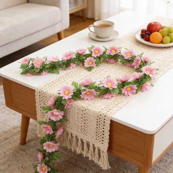 Goowood Artificial Flower Garland Vine Room Decor Aesthetic Fake Vines for Bedroom Spring Wall Decor Hide AC Pipes Tea Party Decorations