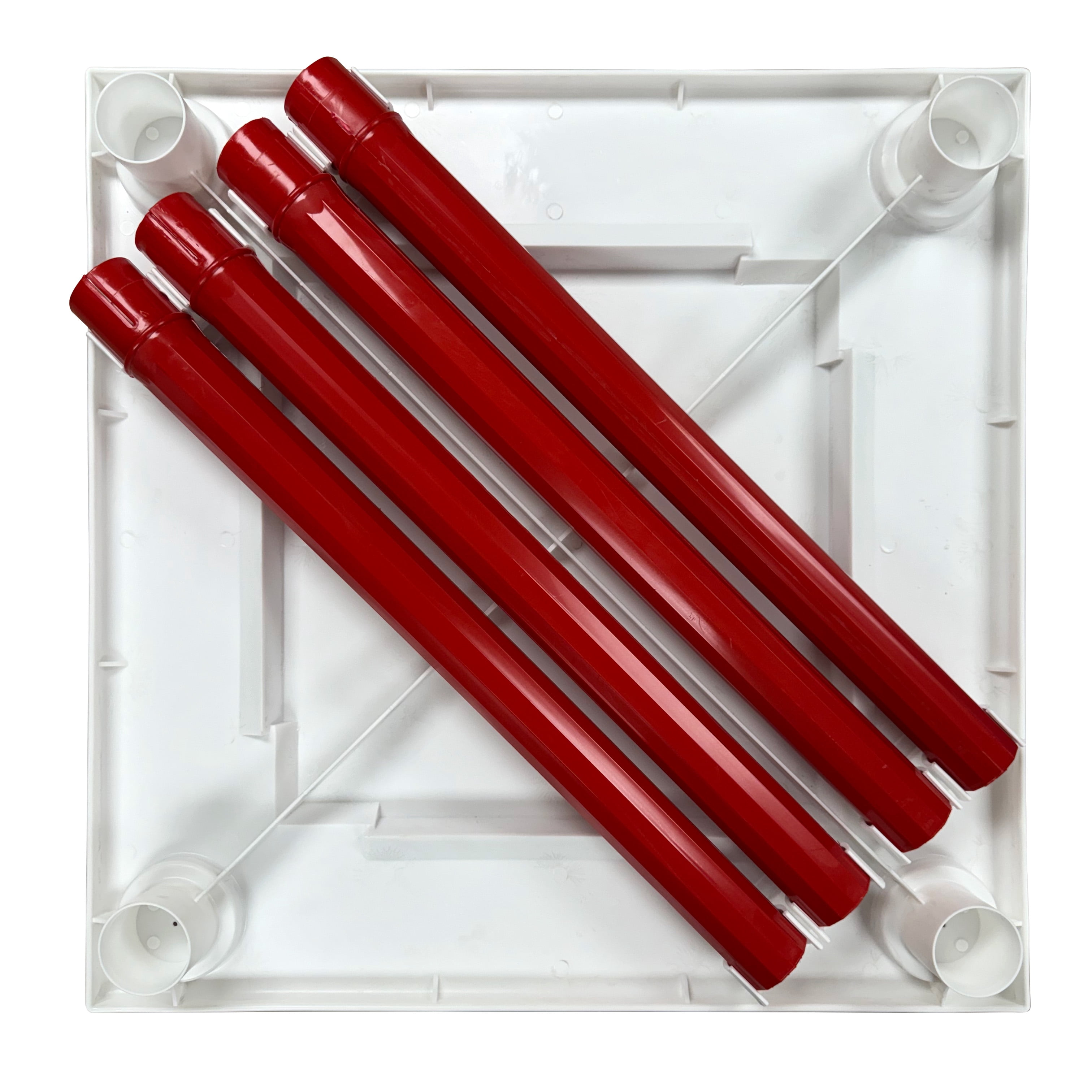 Domino Game Table White with Red Legs. Waterproof Plastic Game Table with Drinks Holder. Indoor and Outdoor Use.