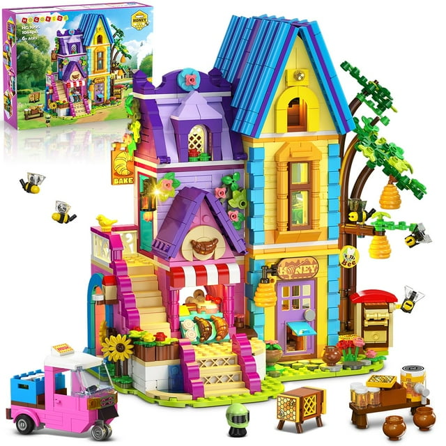 Juguete de construcción HOGOKIDS Beeeeping & Bakery House con LED 1084 piezas