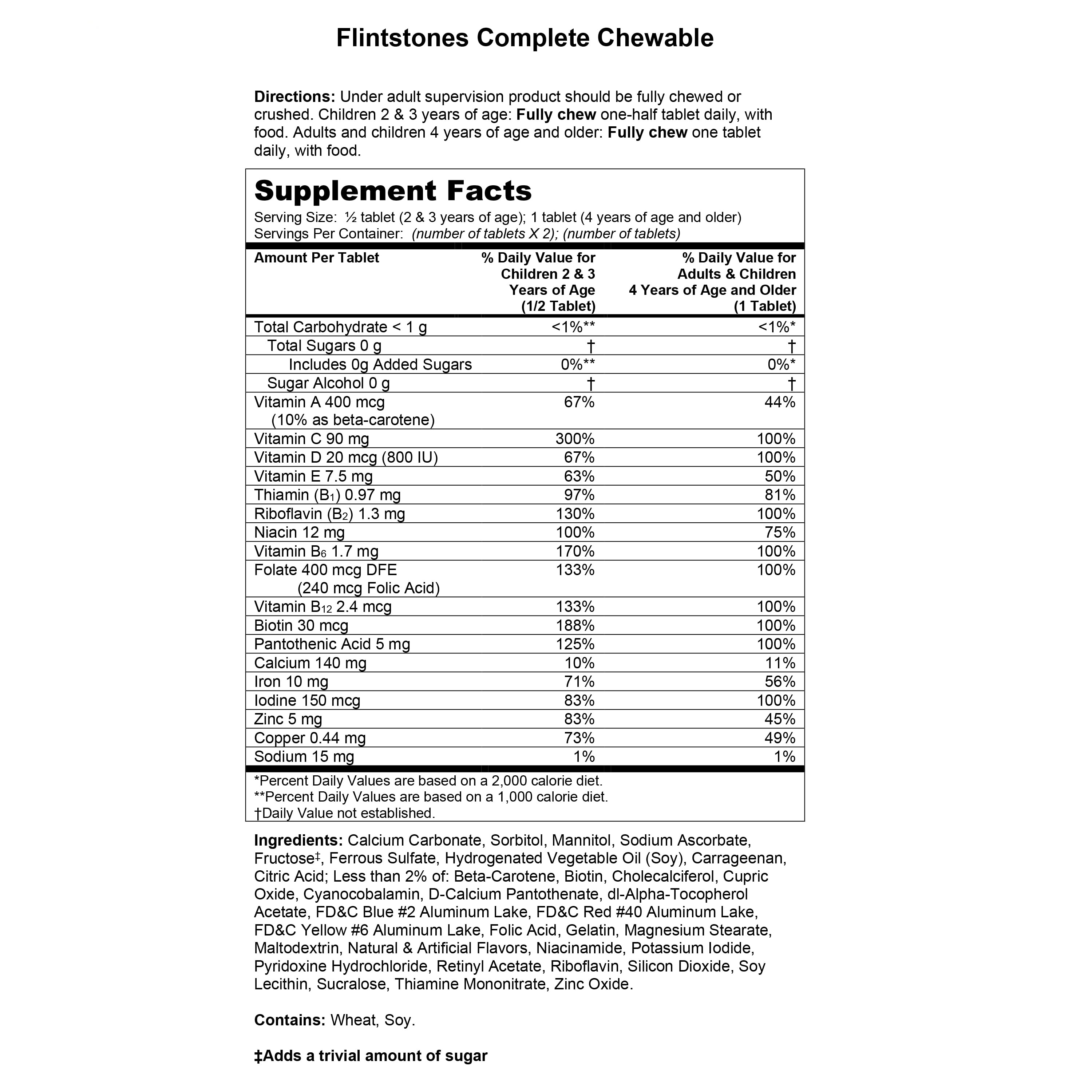 Flintstones Complete Chewable Kids Vitamins ages 2+, 90 Count
