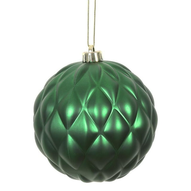 Vickerman 472774 - 4" Emerald Matte Round Pine Cone Christmas Tree Ornament (6 pack) (N173224D)
